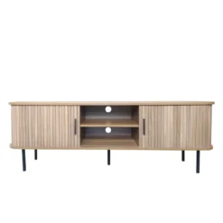 Manado meuble tv en bois cannelé à portes coulissantes 140cm