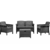 Maniza salon de jardin 4 places effet résine tressée gris anthracite avec table