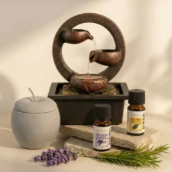 Ma parenthèse parfumée : fontaine zen et diffusion d'huiles essentielles