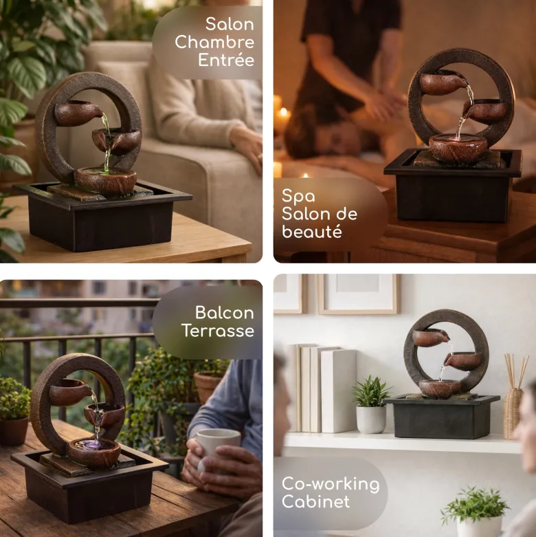 Ma parenthèse parfumée : fontaine zen et diffusion d'huiles essentielles