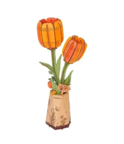 Maquette bois fleur - tulipe orange