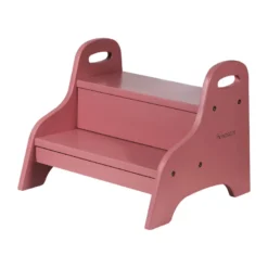 Marchepied enfant en bois rose foncé