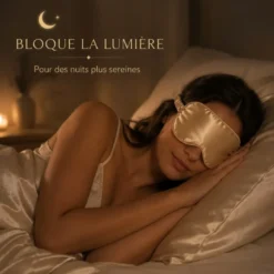 Masque de nuit satin effet soie occultant, doux pour la peau, champagne doré