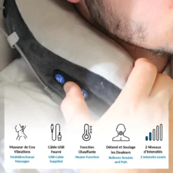 Masseur cervical chauffant - vibrations reglables - memoire de forme