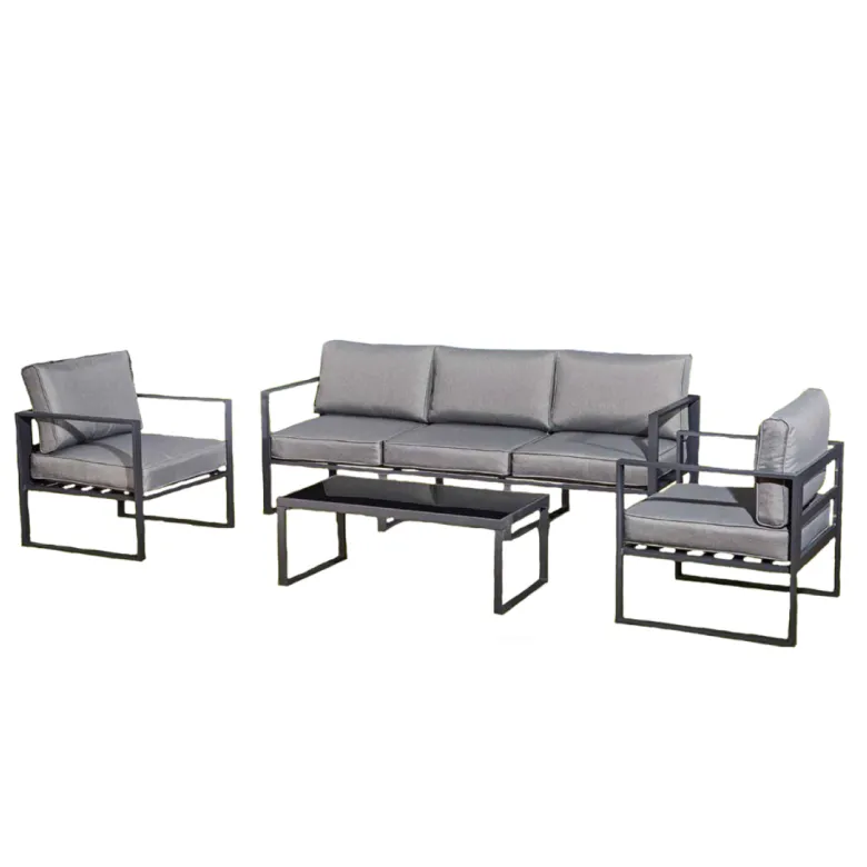 Memphis salon de jardin en aluminium gris