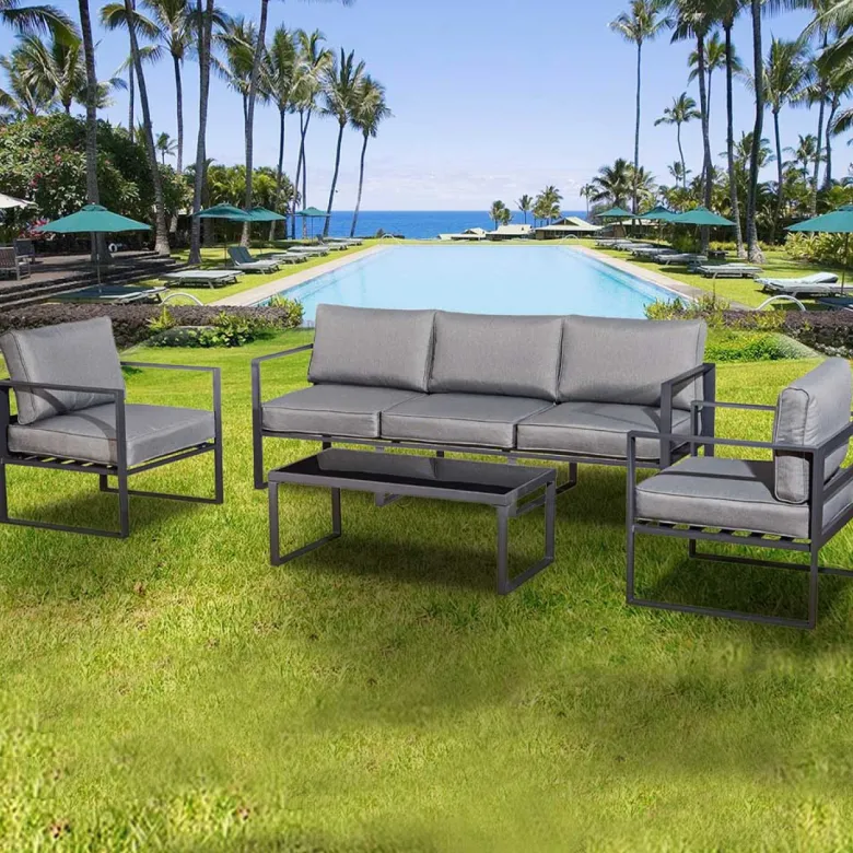 Memphis salon de jardin en aluminium gris