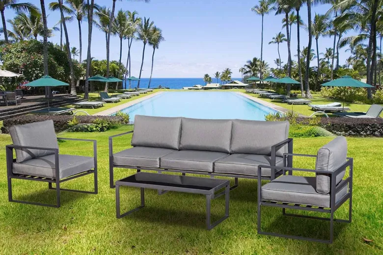 Memphis salon de jardin en aluminium gris