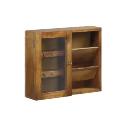 Meuble à clés bronze bois marron -