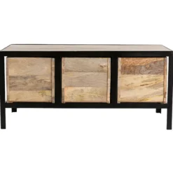 Meuble de rangement en bois manguier massif et métal 3 tiroirs l100 cm atelier