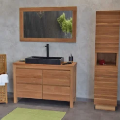 Meuble sdb en teck massif 120 cm varedo