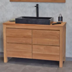 Meuble sdb en teck massif 120 cm varedo