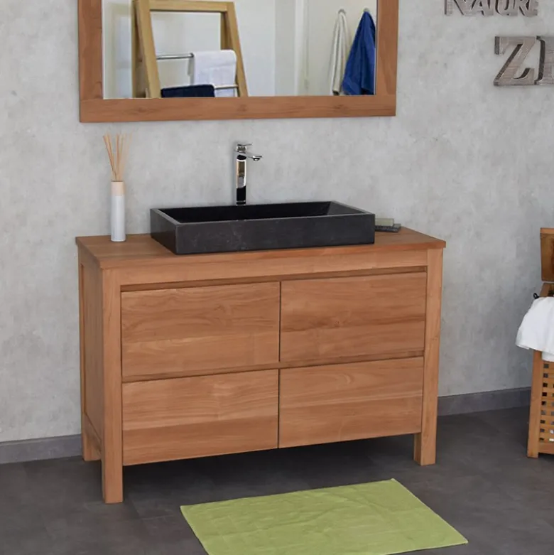 Meuble sdb en teck massif 140 cm varedo