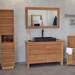 Meuble sdb en teck massif 140 cm varedo