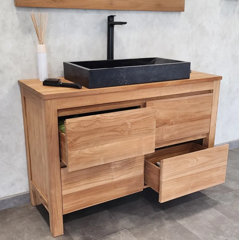 Meuble sdb en teck massif 140 cm varedo