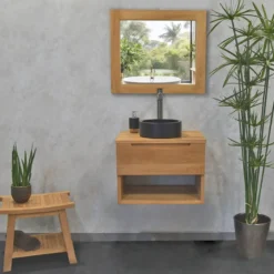Meuble sdb teck massif 60 cm khartane