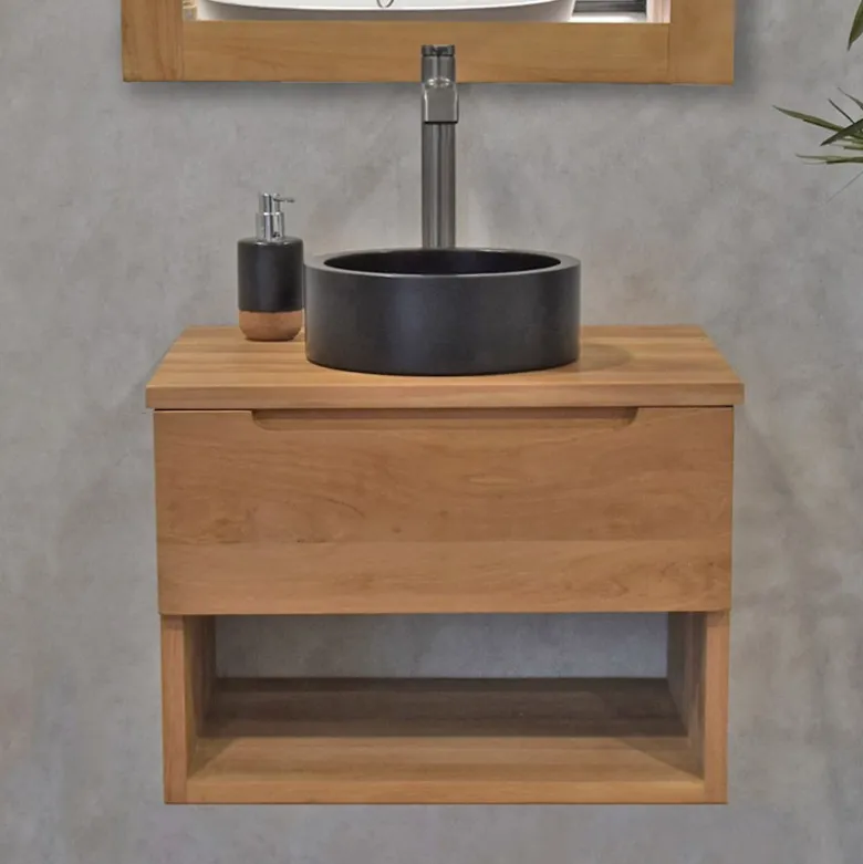 Meuble sdb teck massif 60 cm khartane