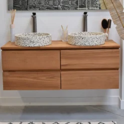 Meuble sdb teck massif 120cm kharart