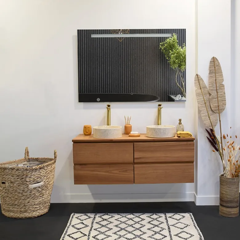 Meuble sdb teck massif 150cm kharart