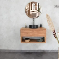Meuble sdb teck massif 80 cm khartane