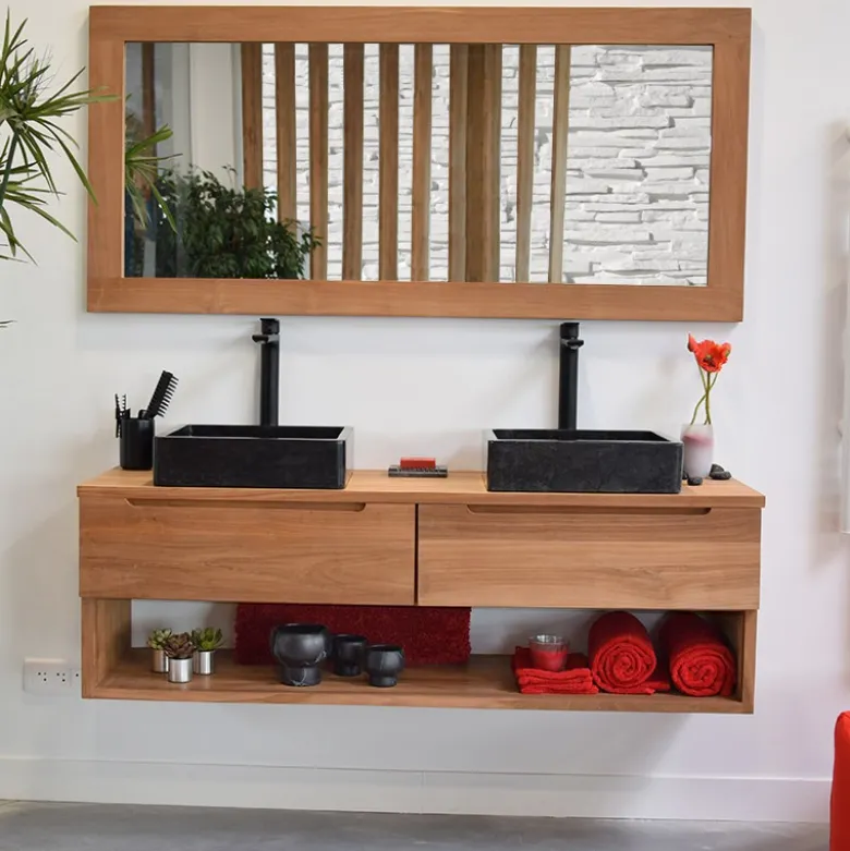 Meuble sdb teck massif 140 cm khartane