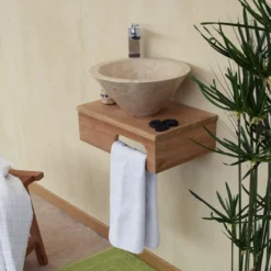 Meuble sdb teck pour lave-mains lazzeri