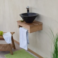 Meuble sdb teck pour lave-mains lazzia