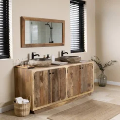 Meuble sous vasque bois manguier et bois recyclé