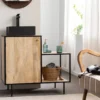 Meuble sous vasque en bois et métal