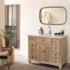Meuble sous vasque en bois recyclé et marbre blanc octavie