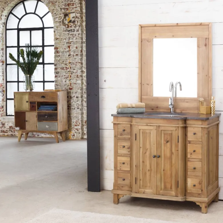 Meuble sous vasque en bois recyclé