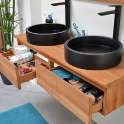 Meuble suspendu teck massif 120cm khaléï
