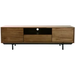 Meuble tv en bois foncé niche ouverte l160 cm manny