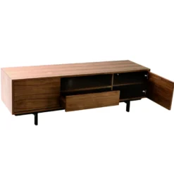 Meuble tv en bois foncé niche ouverte l160 cm manny