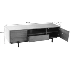 Meuble tv en bois foncé niche ouverte l160 cm manny