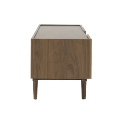 Meuble tv finition bois foncé noyer 3 portes l180 cm sanaa
