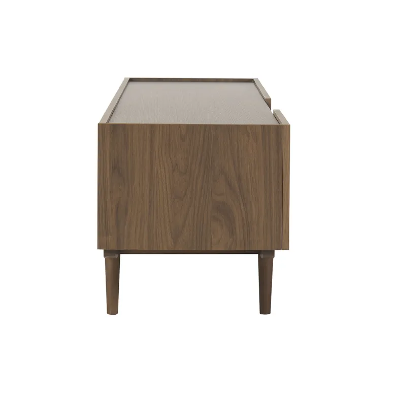 Meuble tv finition bois foncé noyer 3 portes l180 cm sanaa