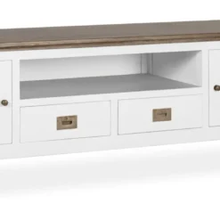 Meuble tv 3 tiroirs bronze bois blanc -