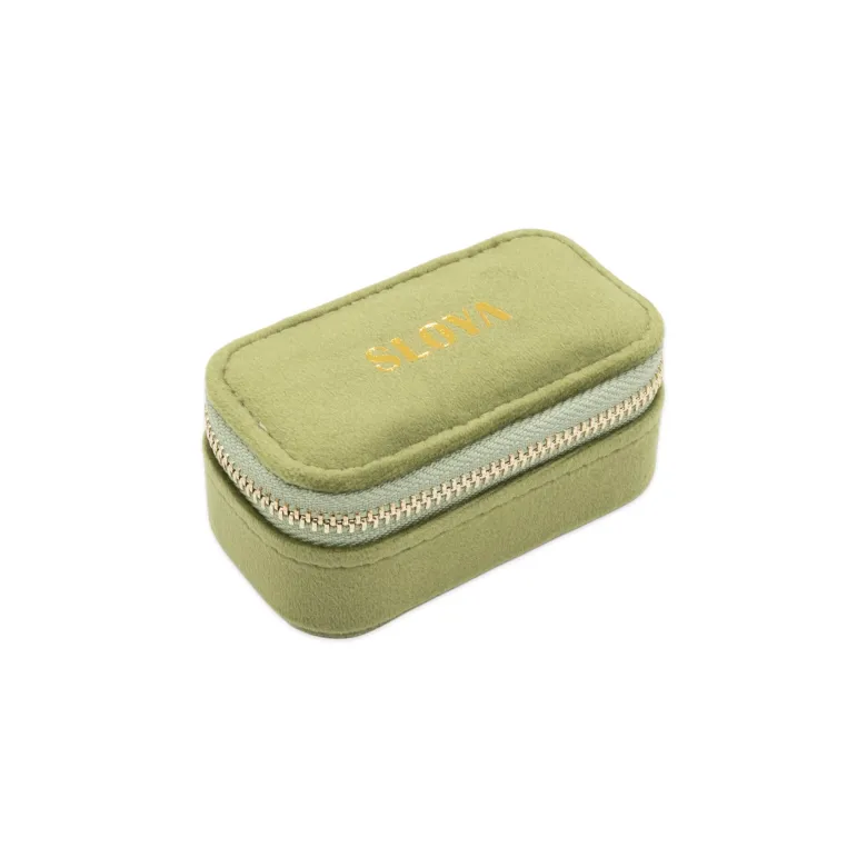 Mini boîte à bijoux velours vert olive