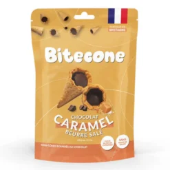 Mini cônes bitecone - fourrés chocolat au lait et caramel au beurre salé
