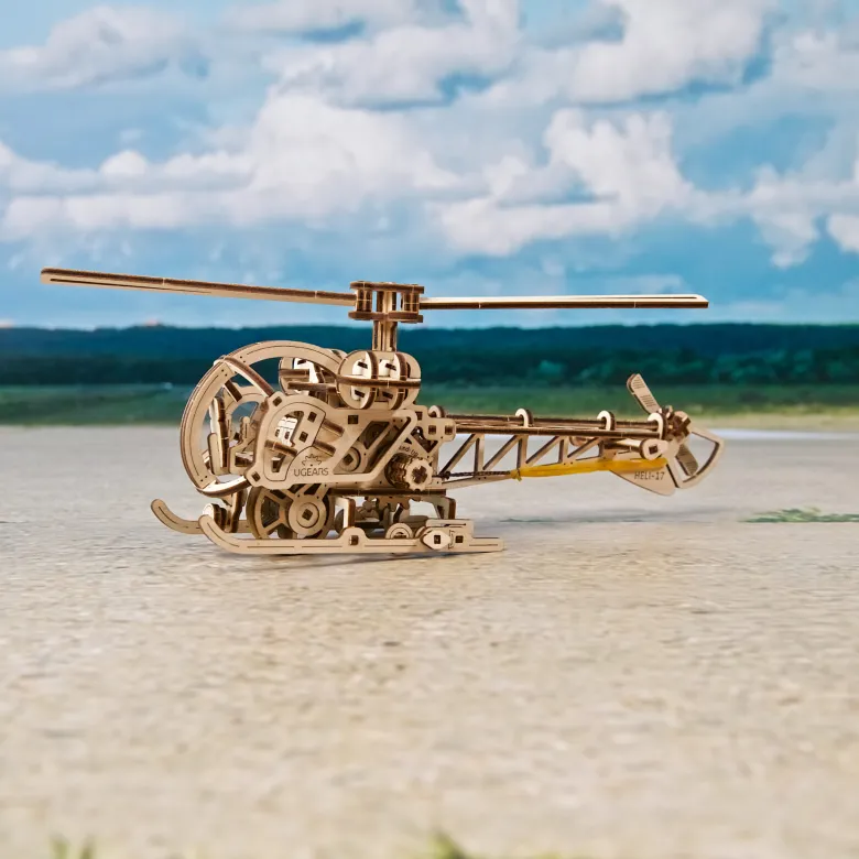 Mini hélicoptère puzzle 3d bois
