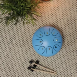Mini tongue drum bleu diamètre 15 cm