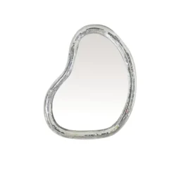 Miroir disco forme organique arrondie avec facettes coloris argent