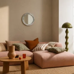 Miroir disco forme ronde avec facettes coloris argent