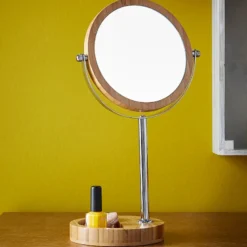 Miroir grossissant sur pied bambou x5