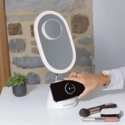 Miroir led x1 x3 avec station de recharge sans fil pour smartphone