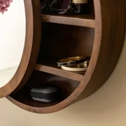 Miroir étagères manguier foncé