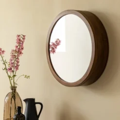 Miroir étagères manguier foncé
