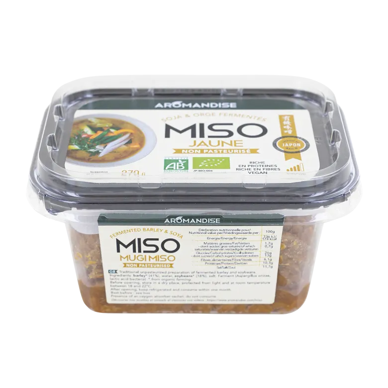 Miso jaune bio non pasteurisé umami soja orge 270g