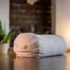 Mitonn de yoga et coussin de méditation 100% lin en rose poudré