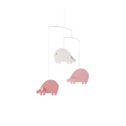 Mobile 3 cochons contents roses